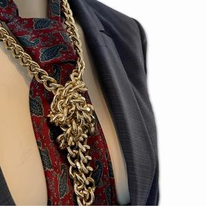 Vintage Christian Dior Tie & Gold Chain